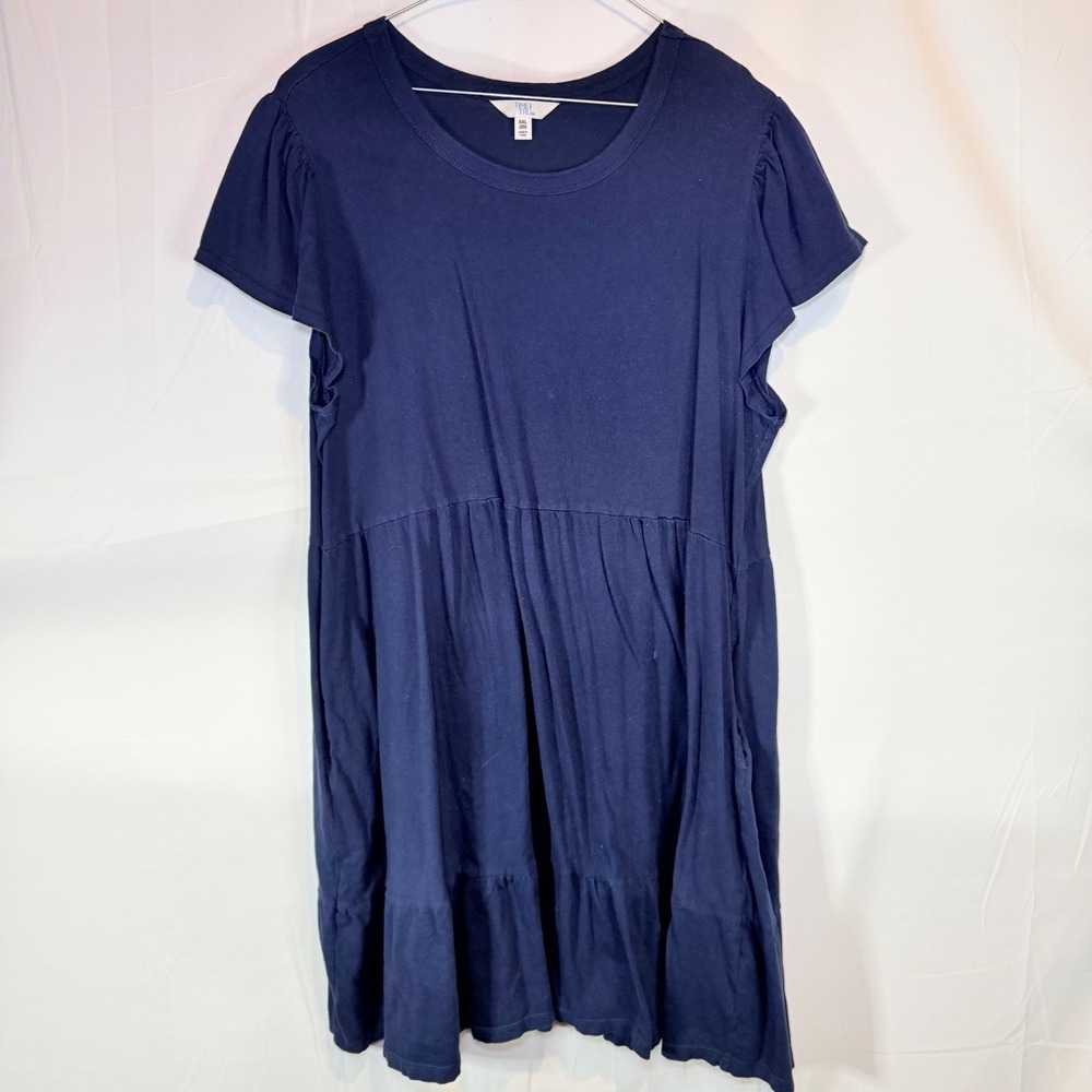 TIME AND TRU Women's Navy Tiered Babydoll Ruffle Sleeve Dress XXL (20)